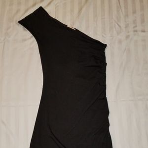 Silence + Noise Off Shoulder Black Mini Dress